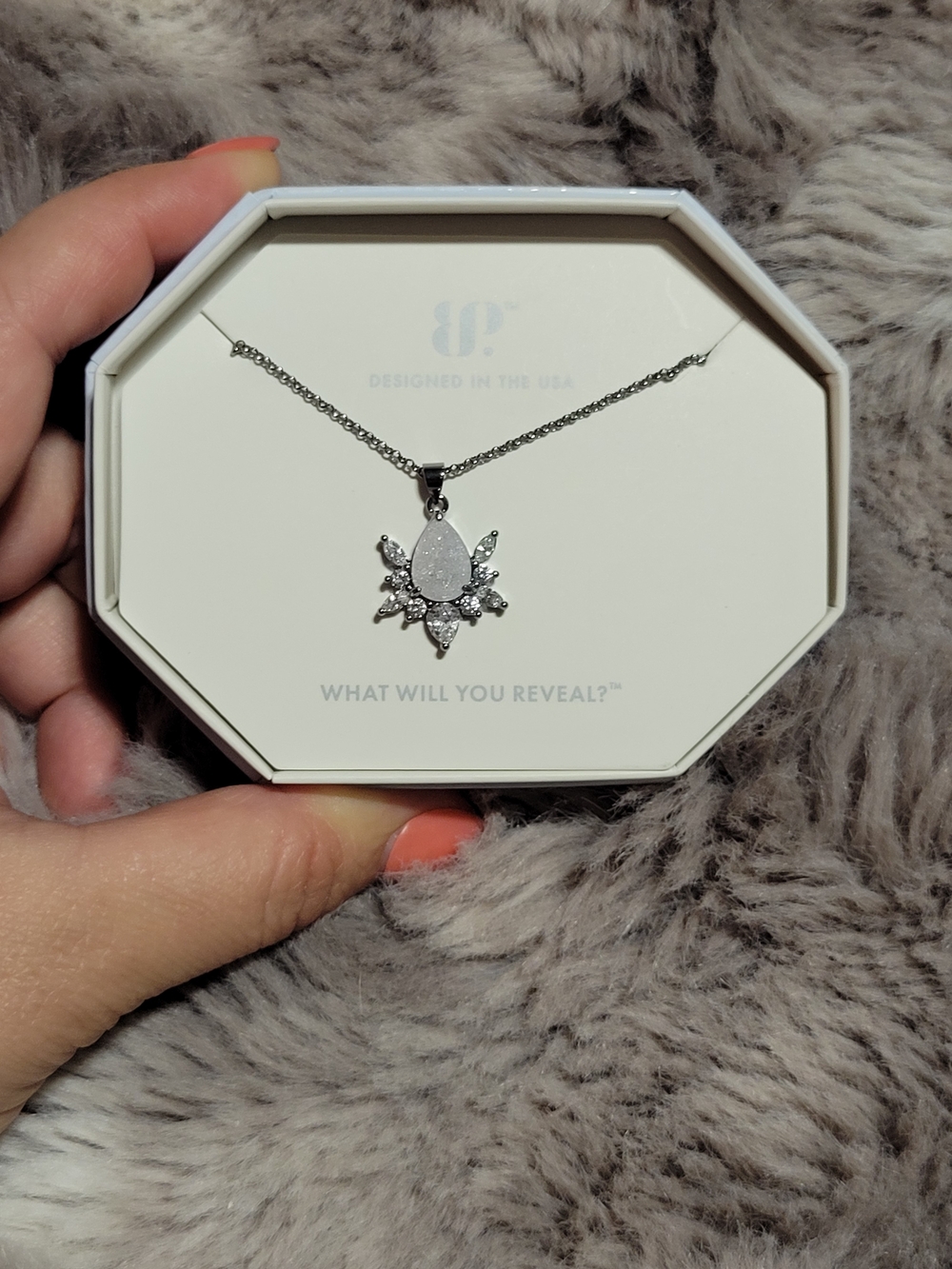 Teardrop White Crystal Pendant Necklace